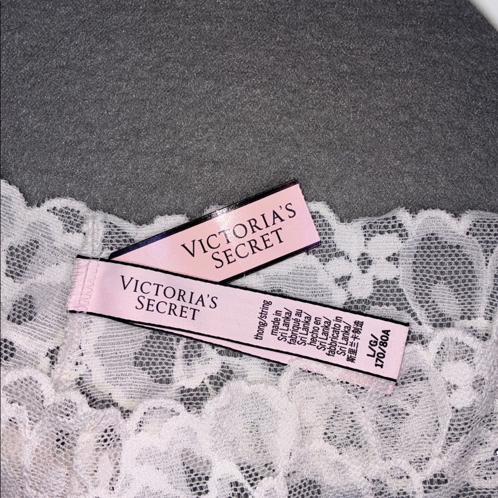 Victoria’s Secret Sexy Lace Thong Rhinestone Love New with tags Large VS Panty - Picture 4 of 8